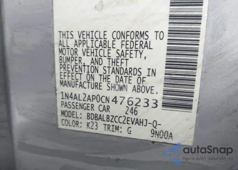 2012 Nissan Altima 2.5 S z USA, uszkodzony, nr VIN 1N4AL2AP0CN476233